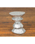 Contemporary Indonesian Silver-Colored Pedestal with Hourglass-Inspired Shape-4. Asian & Chinese Furniture, Art, Antiques, Vintage Home Décor for sale at FEA Home
