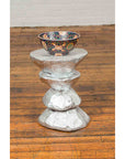 Contemporary Indonesian Silver-Colored Pedestal with Hourglass-Inspired Shape-3. Asian & Chinese Furniture, Art, Antiques, Vintage Home Décor for sale at FEA Home