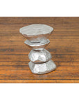 Contemporary Indonesian Silver-Colored Pedestal with Hourglass-Inspired Shape-6. Asian & Chinese Furniture, Art, Antiques, Vintage Home Décor for sale at FEA Home