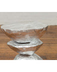 Contemporary Indonesian Silver-Colored Pedestal with Hourglass-Inspired Shape-9. Asian & Chinese Furniture, Art, Antiques, Vintage Home Décor for sale at FEA Home