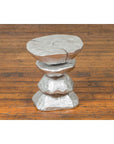 Contemporary Indonesian Silver-Colored Pedestal with Hourglass-Inspired Shape-5. Asian & Chinese Furniture, Art, Antiques, Vintage Home Décor for sale at FEA Home