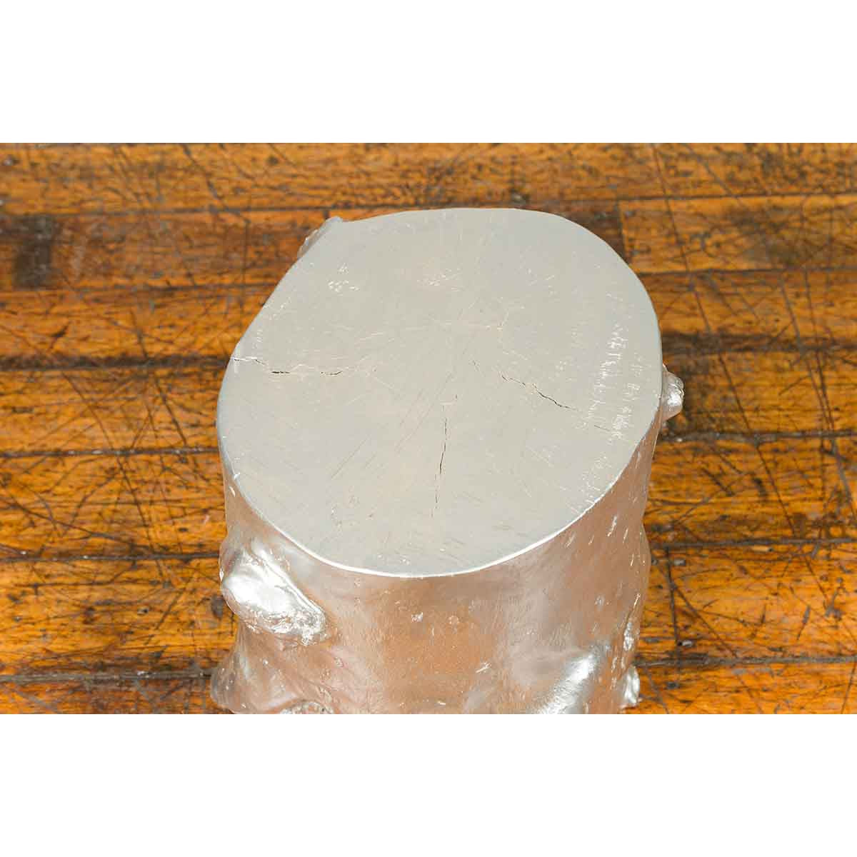 Contemporary Indonesian Silver-Colored Tree Stump Pedestal-4. Asian & Chinese Furniture, Art, Antiques, Vintage Home Décor for sale at FEA Home