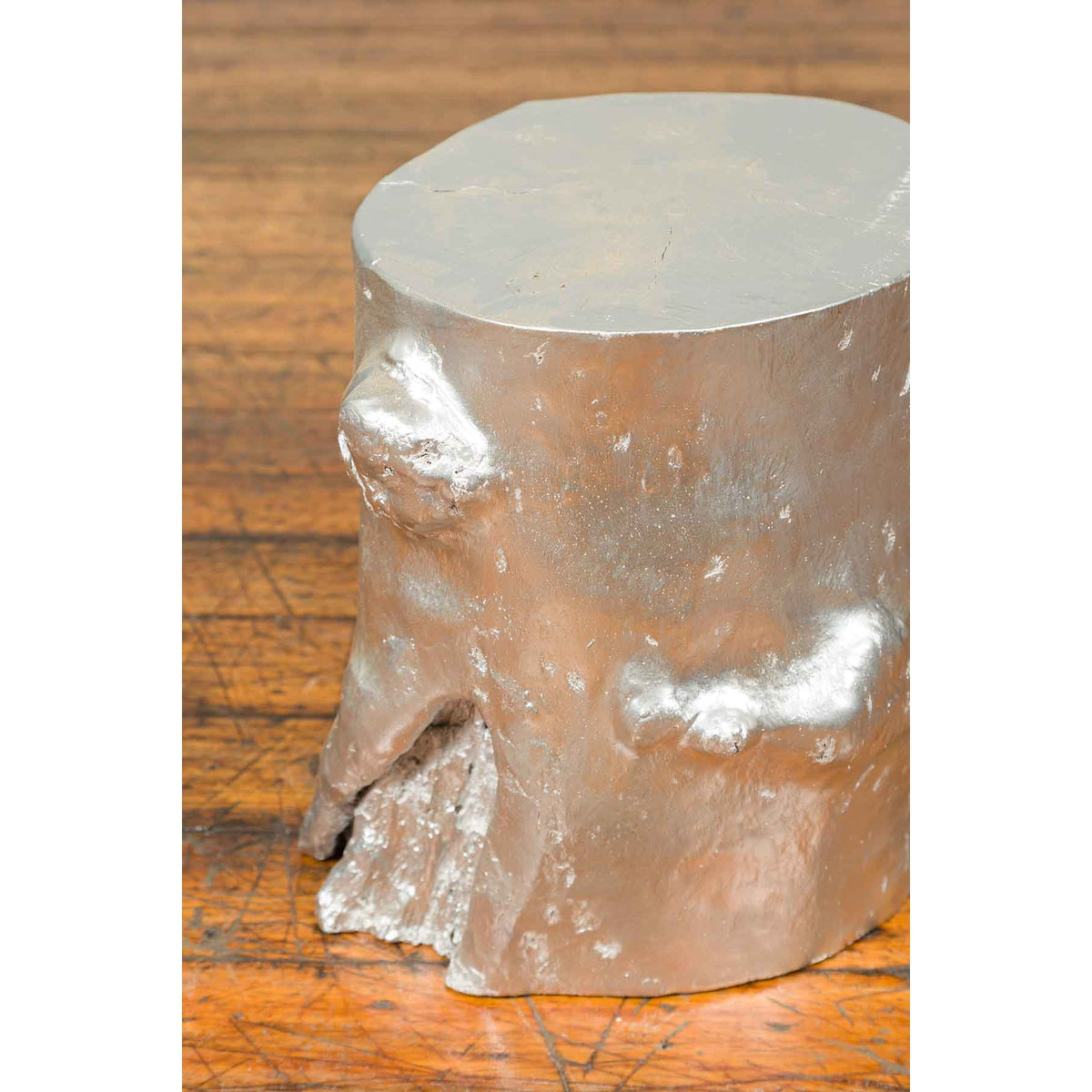 Contemporary Indonesian Silver-Colored Tree Stump Pedestal-5. Asian & Chinese Furniture, Art, Antiques, Vintage Home Décor for sale at FEA Home