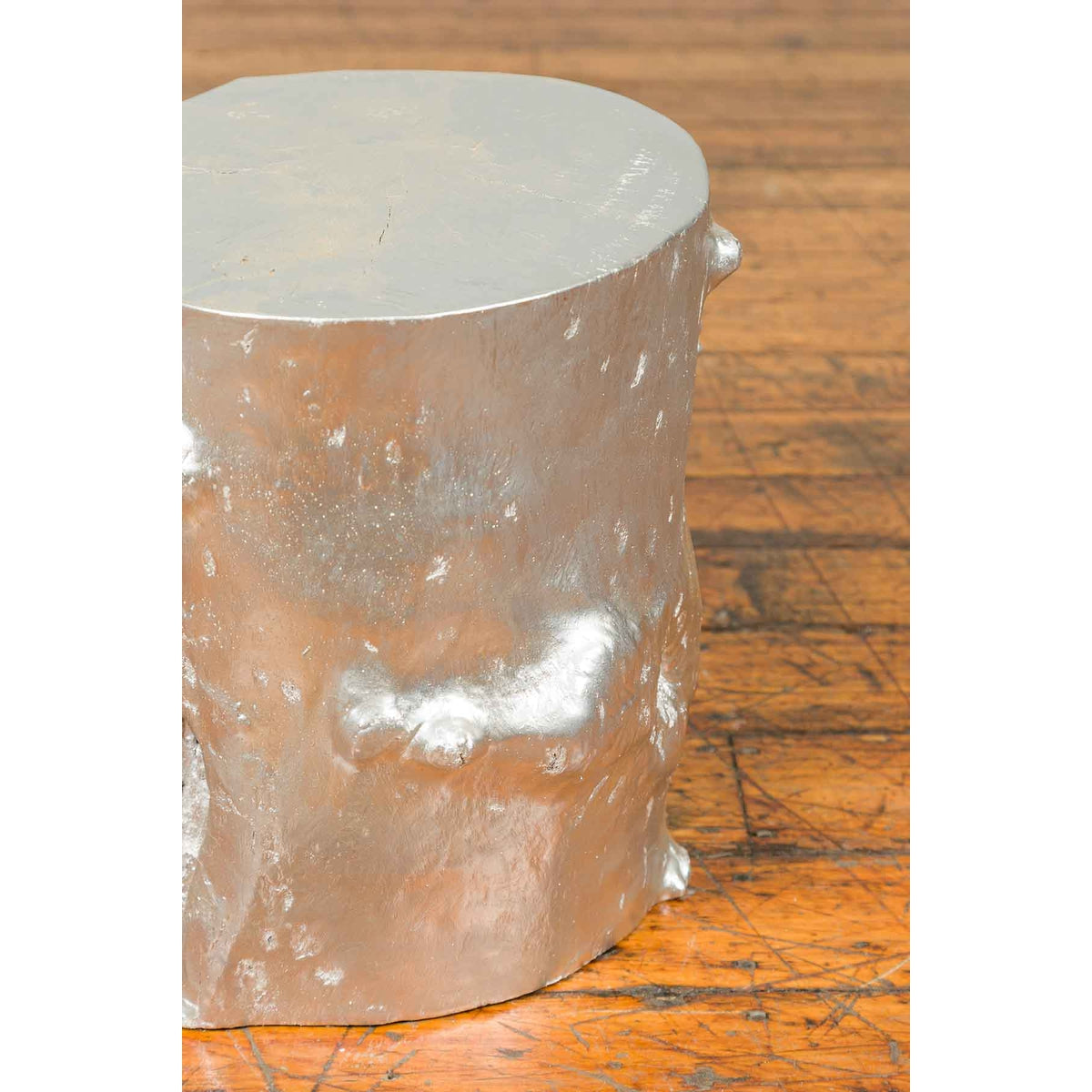 Contemporary Indonesian Silver-Colored Tree Stump Pedestal-6. Asian & Chinese Furniture, Art, Antiques, Vintage Home Décor for sale at FEA Home
