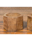Antique Indonesian Rustic Octagonal Wooden Planters Made from Tree Trunks-7. Asian & Chinese Furniture, Art, Antiques, Vintage Home Décor for sale at FEA Home