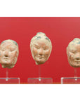 Set of Five Chinese Han Dynasty Terracotta Heads with Original Paint on Lucite-9. Asian & Chinese Furniture, Art, Antiques, Vintage Home Décor for sale at FEA Home