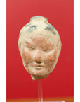 Set of Five Chinese Han Dynasty Terracotta Heads with Original Paint on Lucite-4. Asian & Chinese Furniture, Art, Antiques, Vintage Home Décor for sale at FEA Home