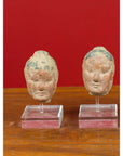 Set of Five Chinese Han Dynasty Terracotta Heads with Original Paint on Lucite-5. Asian & Chinese Furniture, Art, Antiques, Vintage Home Décor for sale at FEA Home