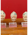 Set of Five Chinese Han Dynasty Terracotta Heads with Original Paint on Lucite-7. Asian & Chinese Furniture, Art, Antiques, Vintage Home Décor for sale at FEA Home