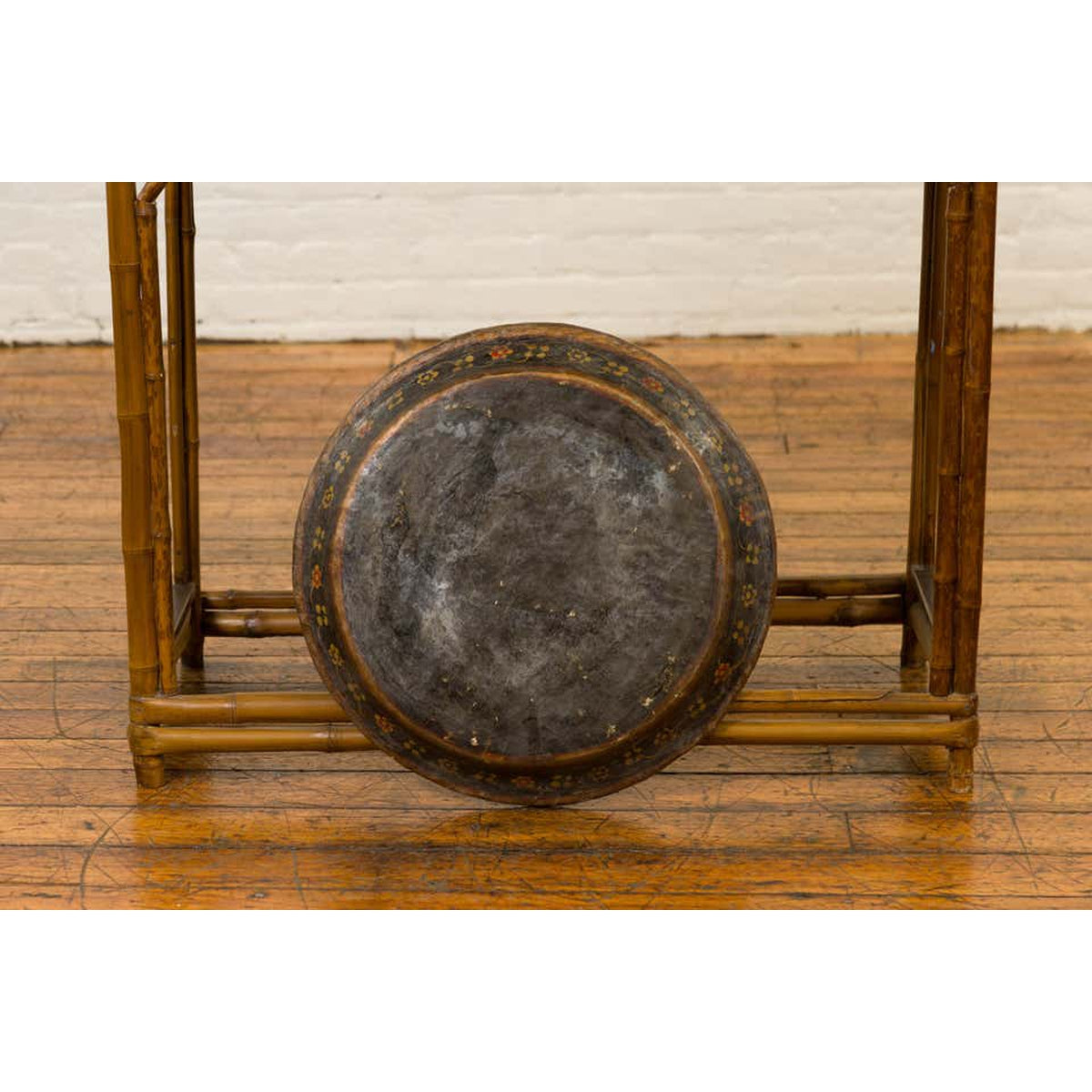 Antique Indian Market Tray with Mughal Inspired Hand Painted Décor-10. Asian & Chinese Furniture, Art, Antiques, Vintage Home Décor for sale at FEA Home