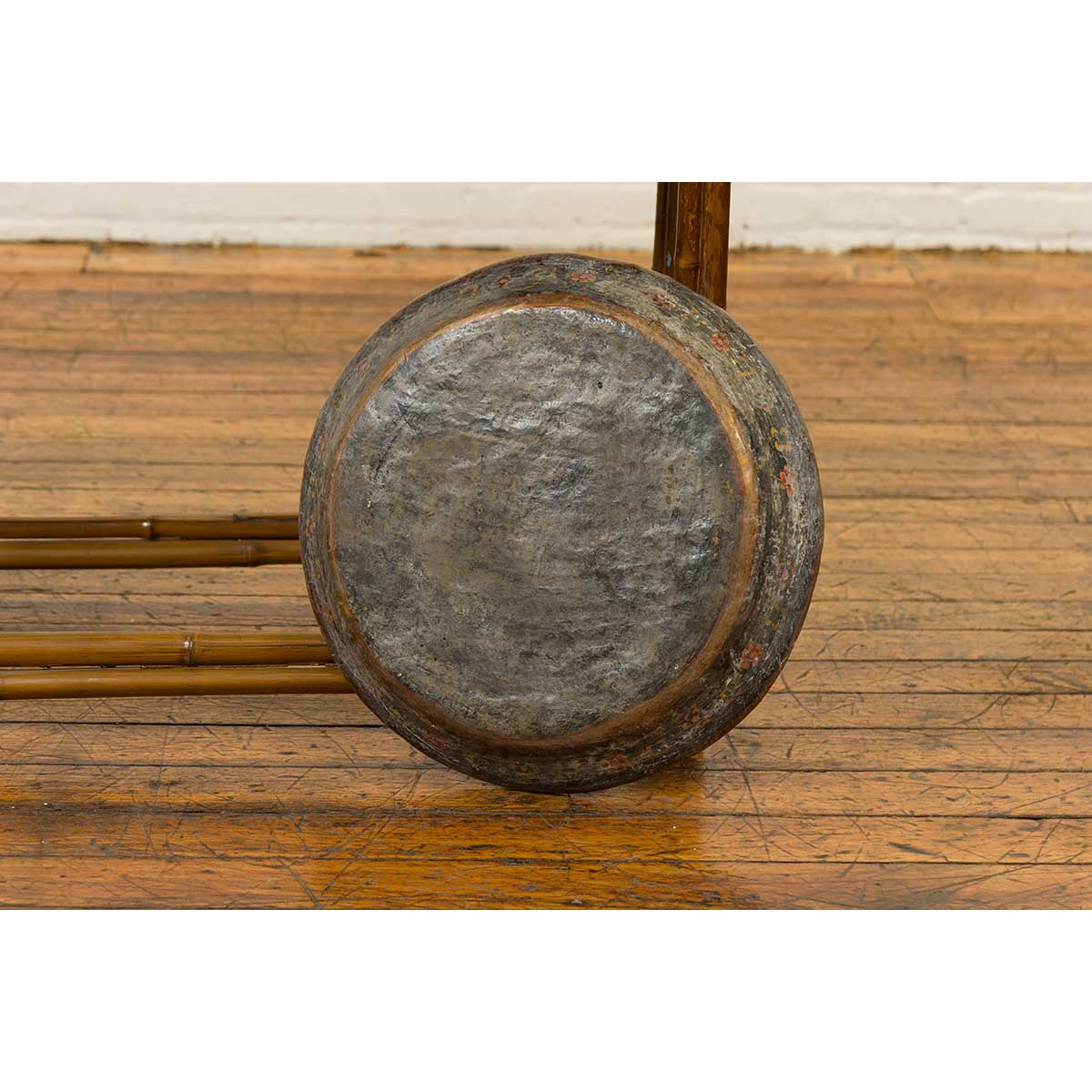Antique Indian Market Tray with Mughal Inspired Hand Painted Décor-9. Asian & Chinese Furniture, Art, Antiques, Vintage Home Décor for sale at FEA Home