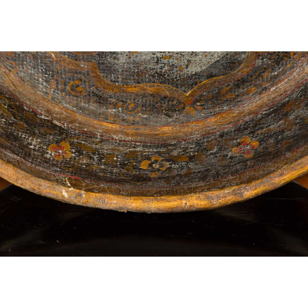 Antique Indian Market Tray with Mughal Inspired Hand Painted Décor-5. Asian & Chinese Furniture, Art, Antiques, Vintage Home Décor for sale at FEA Home