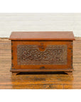 Indonesian Vintage Wooden Blanket Chest with Carved Foliage and Floral Motifs-4. Asian & Chinese Furniture, Art, Antiques, Vintage Home Décor for sale at FEA Home