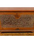 Indonesian Vintage Wooden Blanket Chest with Carved Foliage and Floral Motifs-5. Asian & Chinese Furniture, Art, Antiques, Vintage Home Décor for sale at FEA Home
