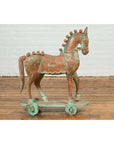 Vintage Indian Antique Wooden Horse On Wheels-7. Asian & Chinese Furniture, Art, Antiques, Vintage Home Décor for sale at FEA Home
