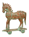 Vintage Indian Antique Wooden Horse On Wheels-1. Asian & Chinese Furniture, Art, Antiques, Vintage Home Décor for sale at FEA Home
