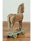 Vintage Indian Antique Wooden Horse On Wheels-8. Asian & Chinese Furniture, Art, Antiques, Vintage Home Décor for sale at FEA Home