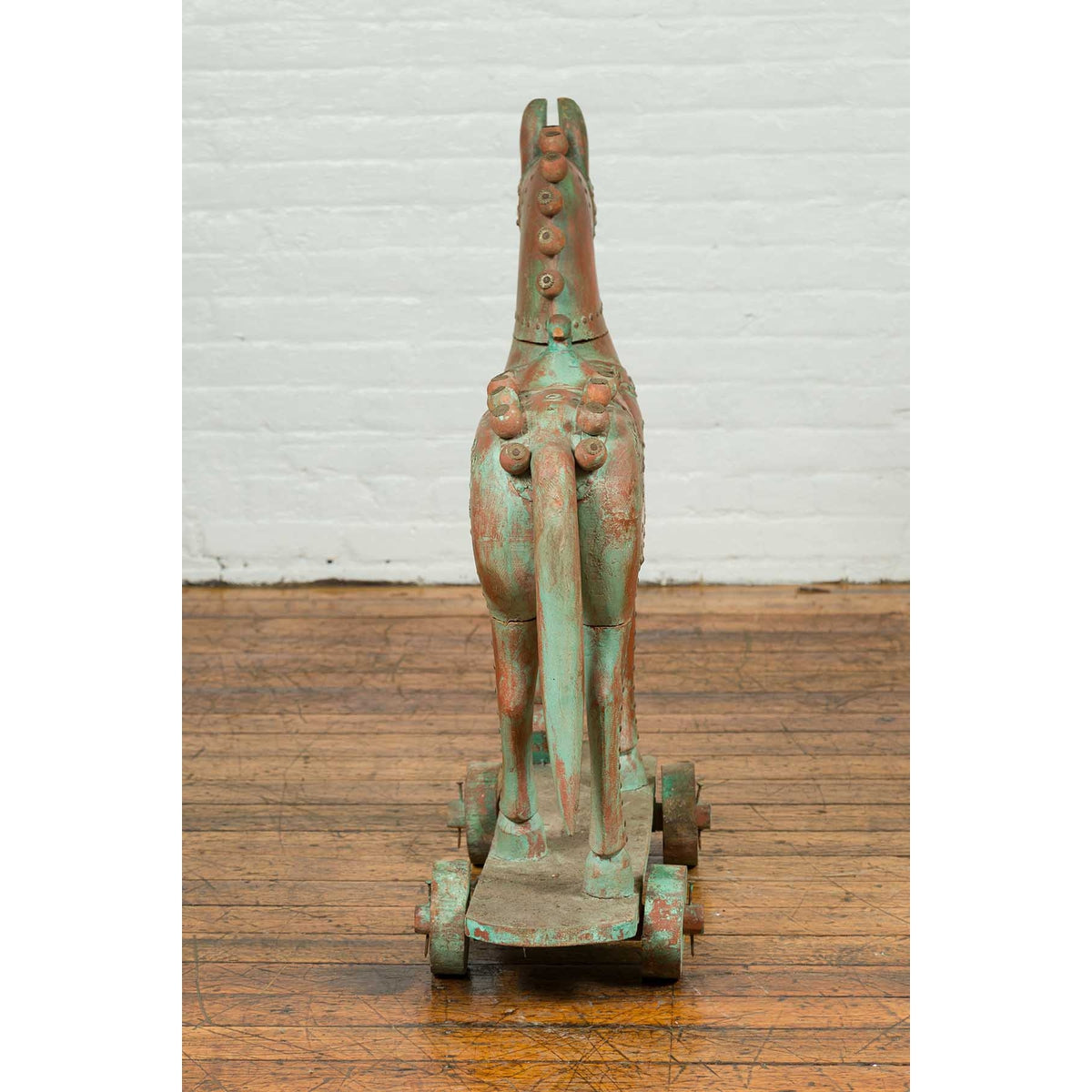 Vintage Indian Antique Wooden Horse On Wheels-9. Asian & Chinese Furniture, Art, Antiques, Vintage Home Décor for sale at FEA Home