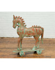 Vintage Indian Antique Wooden Horse On Wheels-4. Asian & Chinese Furniture, Art, Antiques, Vintage Home Décor for sale at FEA Home
