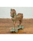 Vintage Indian Antique Wooden Horse On Wheels-3. Asian & Chinese Furniture, Art, Antiques, Vintage Home Décor for sale at FEA Home