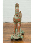 Vintage Indian Antique Wooden Horse On Wheels-5. Asian & Chinese Furniture, Art, Antiques, Vintage Home Décor for sale at FEA Home