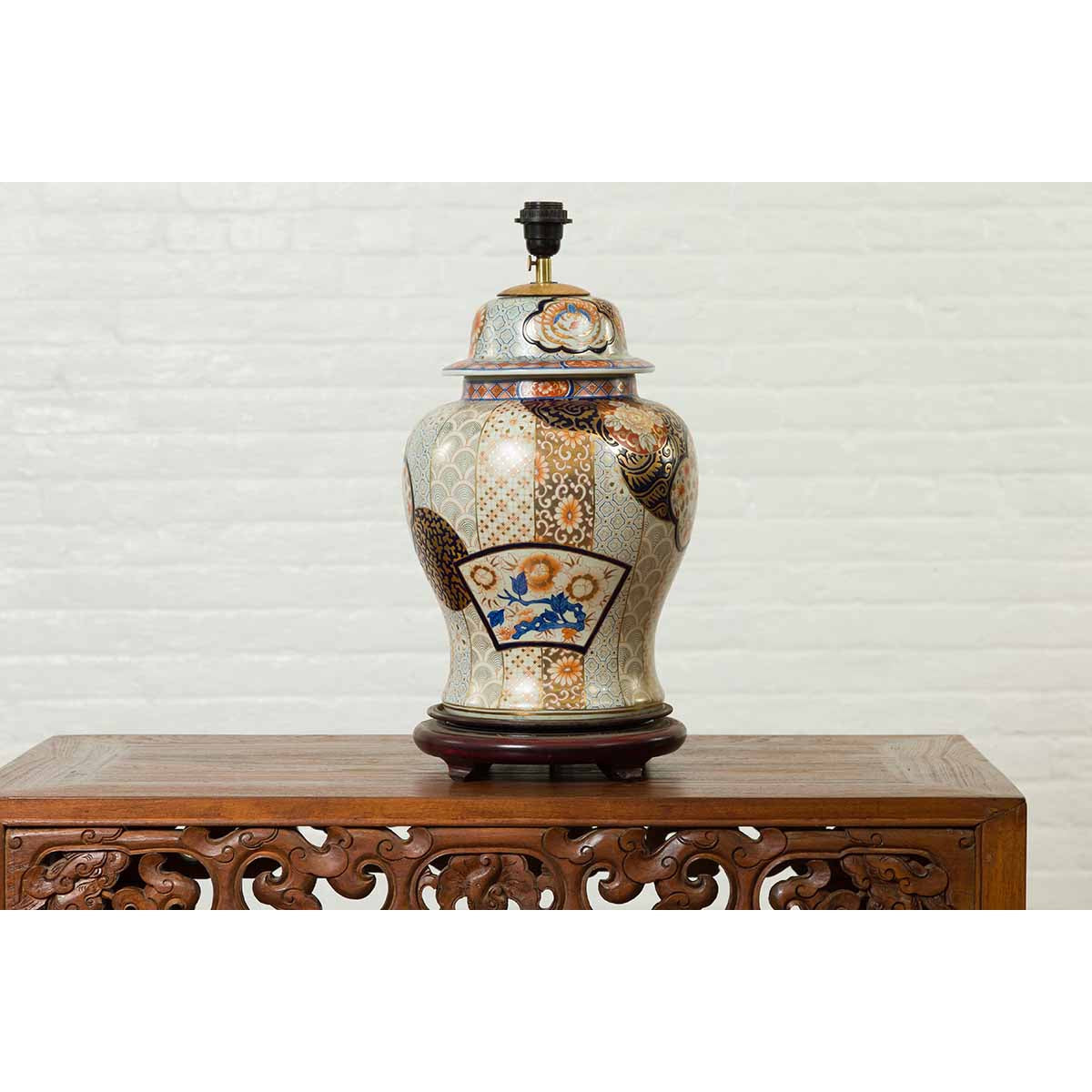 Vintage Japanese Arita Porcelain Gold, Dark Blue and Orange Table Lamp-11. Asian & Chinese Furniture, Art, Antiques, Vintage Home Décor for sale at FEA Home
