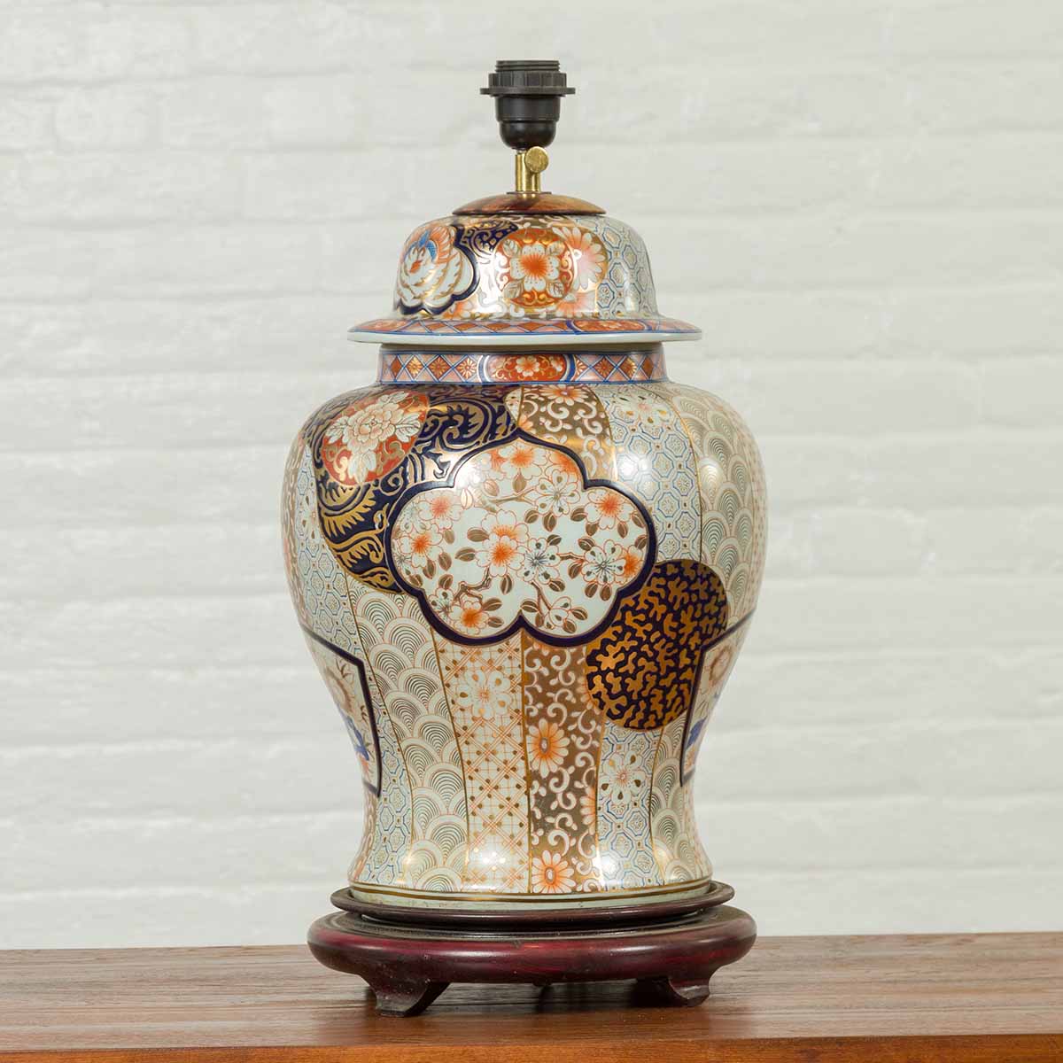 Vintage Japanese Arita Porcelain Gold, Dark Blue and Orange Table Lamp-2. Asian & Chinese Furniture, Art, Antiques, Vintage Home Décor for sale at FEA Home
