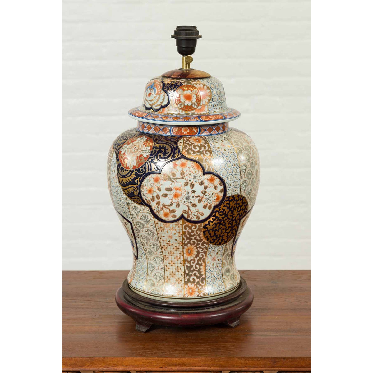 Vintage Japanese Arita Porcelain Gold, Dark Blue and Orange Table Lamp-5. Asian & Chinese Furniture, Art, Antiques, Vintage Home Décor for sale at FEA Home
