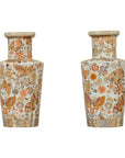 Pair of Chinese Vintage Japanese Kutani Style Vases with Flowers and Butterflies-1. Asian & Chinese Furniture, Art, Antiques, Vintage Home Décor for sale at FEA Home
