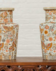 Pair of Chinese Vintage Japanese Kutani Style Vases with Flowers and Butterflies-3. Asian & Chinese Furniture, Art, Antiques, Vintage Home Décor for sale at FEA Home