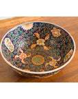 Contemporary Hand Painted Chinese Floral Decor Bowl with Cobalt Blue Ground-10. Asian & Chinese Furniture, Art, Antiques, Vintage Home Décor for sale at FEA Home