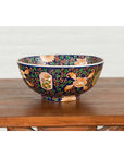 Contemporary Hand Painted Chinese Floral Decor Bowl with Cobalt Blue Ground-13. Asian & Chinese Furniture, Art, Antiques, Vintage Home Décor for sale at FEA Home