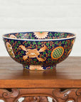 Contemporary Hand Painted Chinese Floral Decor Bowl with Cobalt Blue Ground-5. Asian & Chinese Furniture, Art, Antiques, Vintage Home Décor for sale at FEA Home
