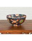 Contemporary Hand Painted Chinese Floral Decor Bowl with Cobalt Blue Ground-7. Asian & Chinese Furniture, Art, Antiques, Vintage Home Décor for sale at FEA Home