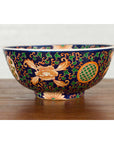 Contemporary Hand Painted Chinese Floral Decor Bowl with Cobalt Blue Ground-2. Asian & Chinese Furniture, Art, Antiques, Vintage Home Décor for sale at FEA Home