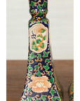 Pair of Chinese Hand Painted Candlesticks with Cobalt Blue Ground and Cartouches-7. Asian & Chinese Furniture, Art, Antiques, Vintage Home Décor for sale at FEA Home