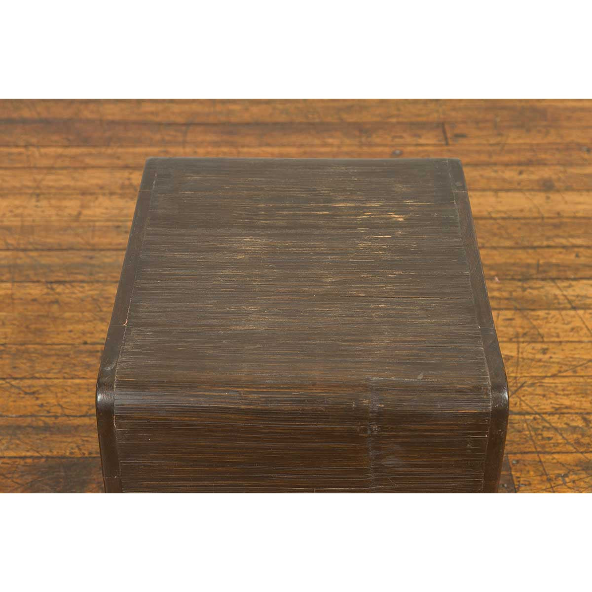 Burmese Contemporary Waterfall Side Table with Opium Mat Top and Horsehoof Feet-11. Asian & Chinese Furniture, Art, Antiques, Vintage Home Décor for sale at FEA Home