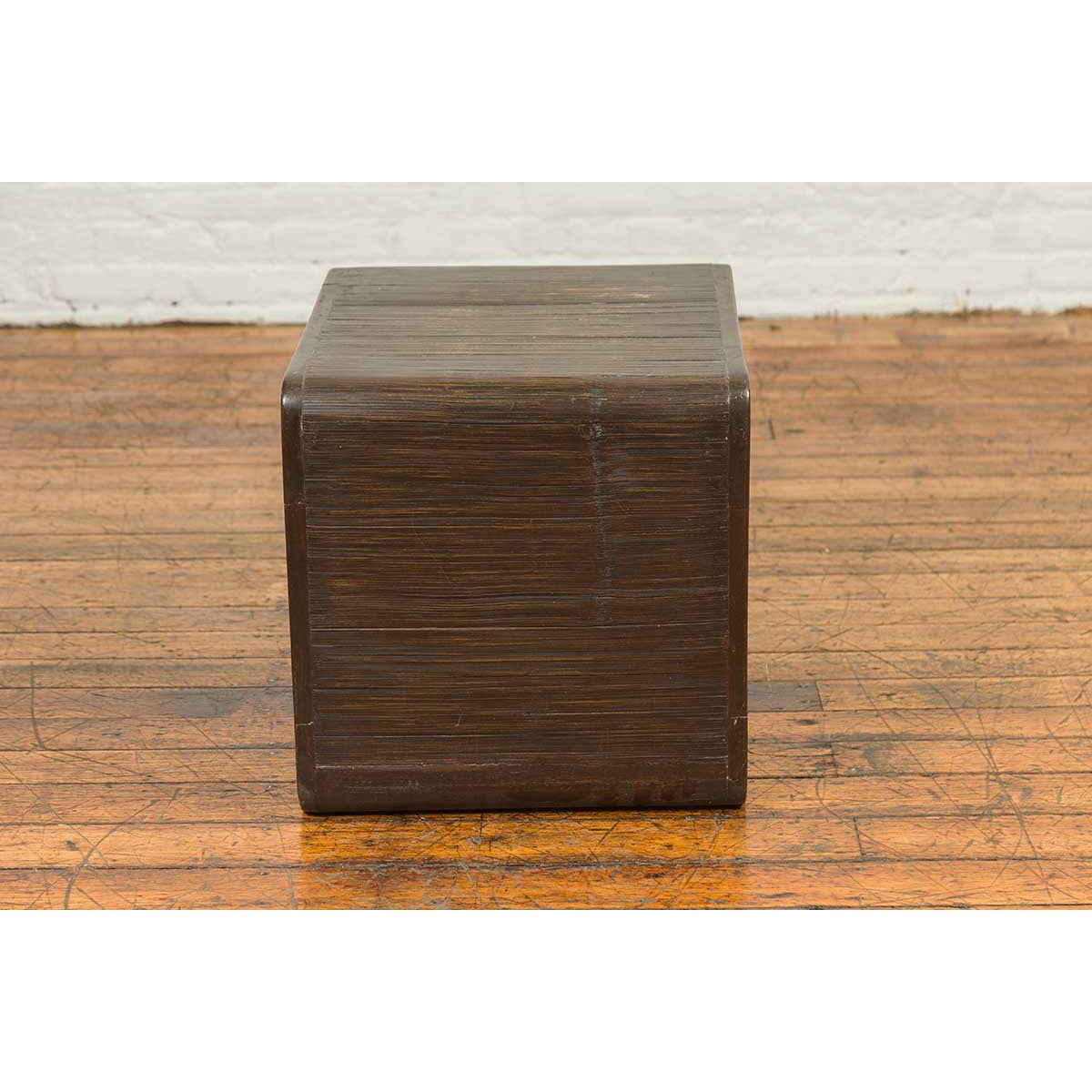 Burmese Contemporary Waterfall Side Table with Opium Mat Top and Horsehoof Feet-12. Asian & Chinese Furniture, Art, Antiques, Vintage Home Décor for sale at FEA Home