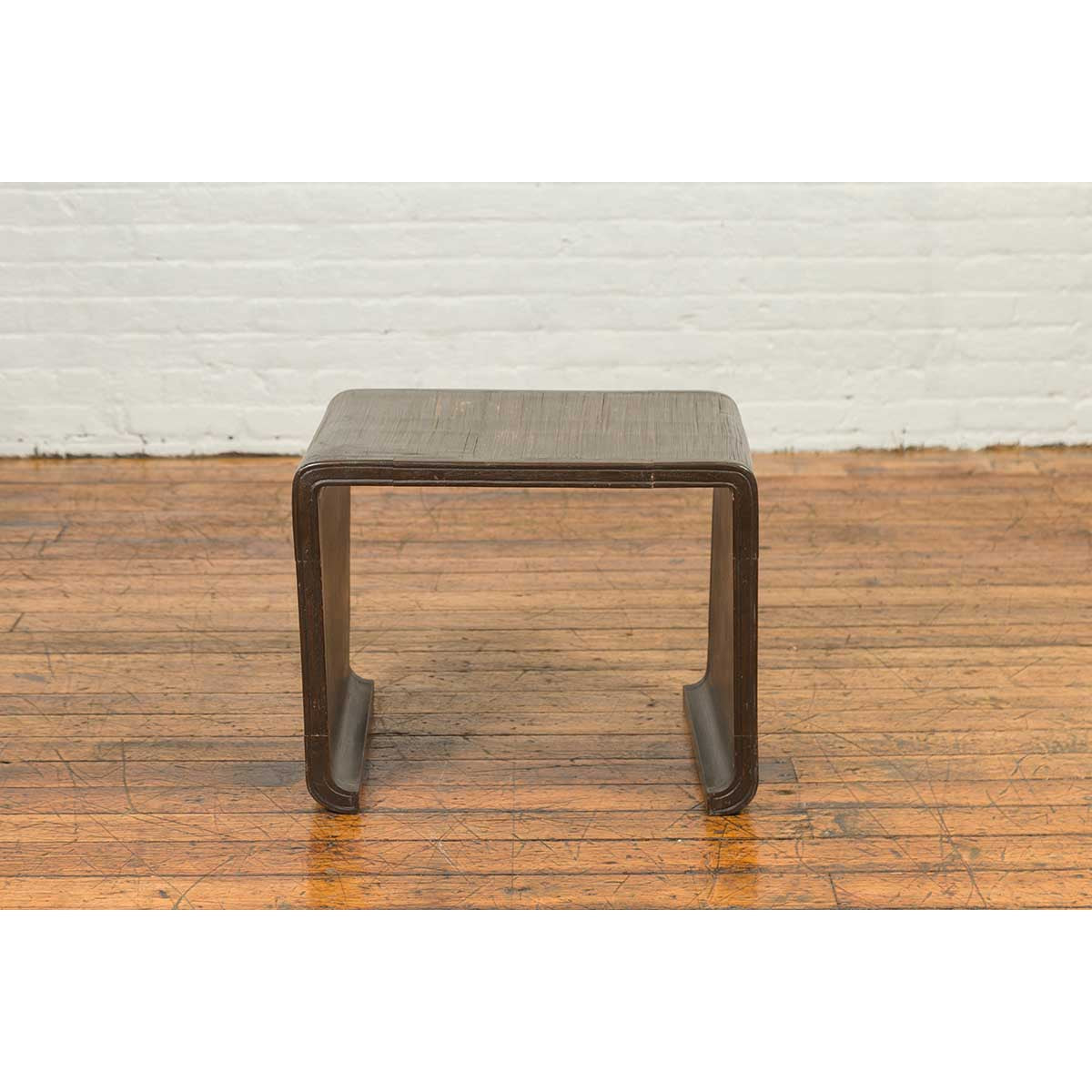 Burmese Contemporary Waterfall Side Table with Opium Mat Top and Horsehoof Feet-8. Asian & Chinese Furniture, Art, Antiques, Vintage Home Décor for sale at FEA Home