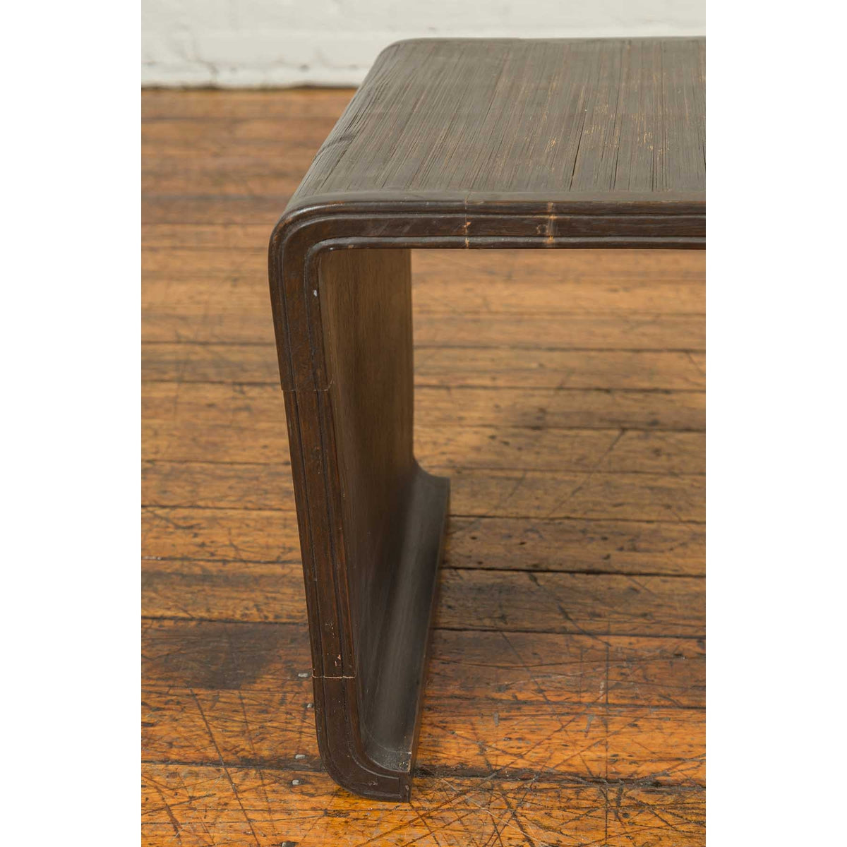 Burmese Contemporary Waterfall Side Table with Opium Mat Top and Horsehoof Feet-7. Asian & Chinese Furniture, Art, Antiques, Vintage Home Décor for sale at FEA Home