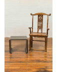 Burmese Contemporary Waterfall Side Table with Opium Mat Top and Horsehoof Feet-4. Asian & Chinese Furniture, Art, Antiques, Vintage Home Décor for sale at FEA Home