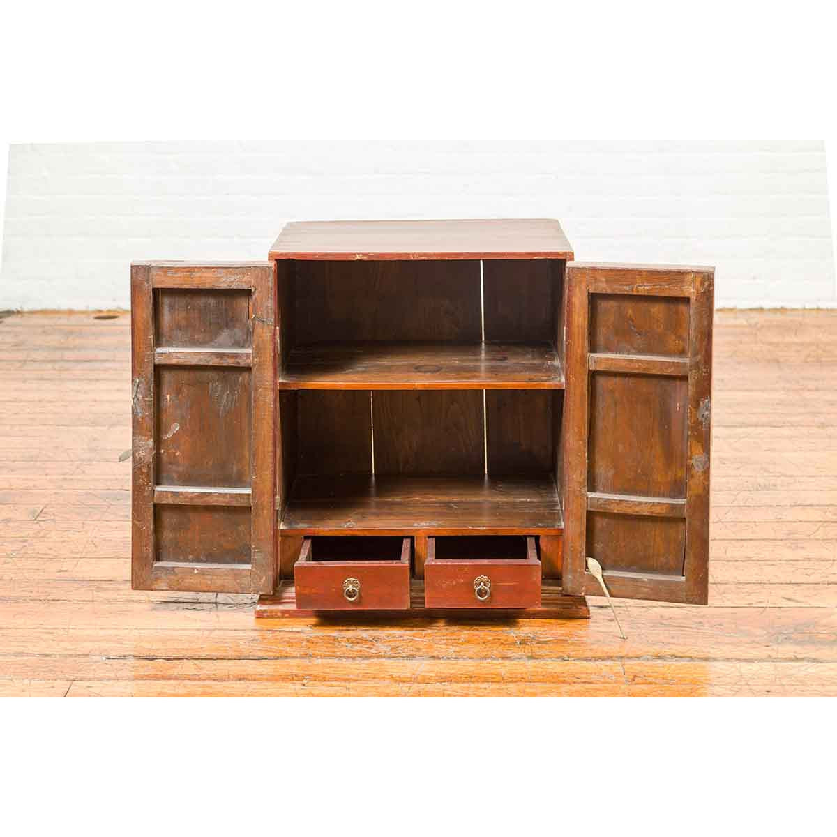 Chinese Qing Dynasty 19th Century Side Cabinet with Painted Floral Decor-8. Asian & Chinese Furniture, Art, Antiques, Vintage Home Décor for sale at FEA Home