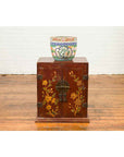 Chinese Qing Dynasty 19th Century Side Cabinet with Painted Floral Decor-3. Asian & Chinese Furniture, Art, Antiques, Vintage Home Décor for sale at FEA Home