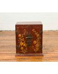 Chinese Qing Dynasty 19th Century Side Cabinet with Painted Floral Decor-12. Asian & Chinese Furniture, Art, Antiques, Vintage Home Décor for sale at FEA Home