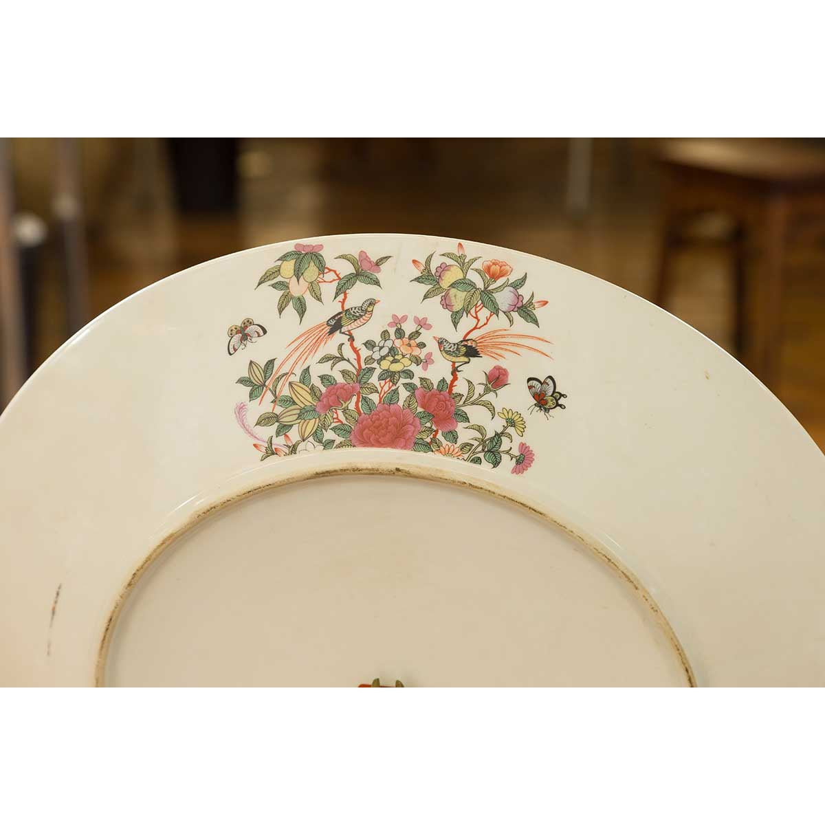 Large Chinese Rose Medallion Hand Painted Porcelain Platter with Court Scenes-13. Asian & Chinese Furniture, Art, Antiques, Vintage Home Décor for sale at FEA Home