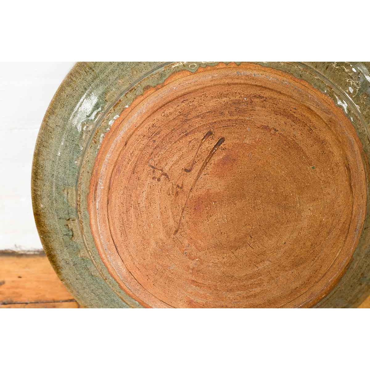 Thai Hand-Thrown Ceramic Charger from Chiang Mai with Hand Painted Decor-11. Asian & Chinese Furniture, Art, Antiques, Vintage Home Décor for sale at FEA Home