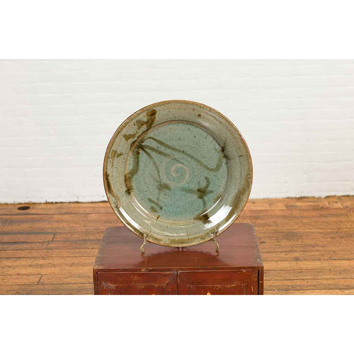 Thai Hand-Thrown Ceramic Charger from Chiang Mai with Hand Painted Decor-4. Asian & Chinese Furniture, Art, Antiques, Vintage Home Décor for sale at FEA Home
