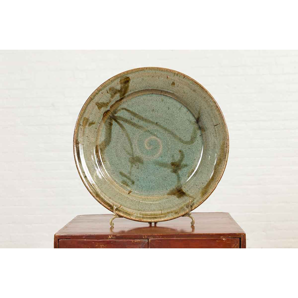Thai Hand-Thrown Ceramic Charger from Chiang Mai with Hand Painted Decor-5. Asian & Chinese Furniture, Art, Antiques, Vintage Home Décor for sale at FEA Home