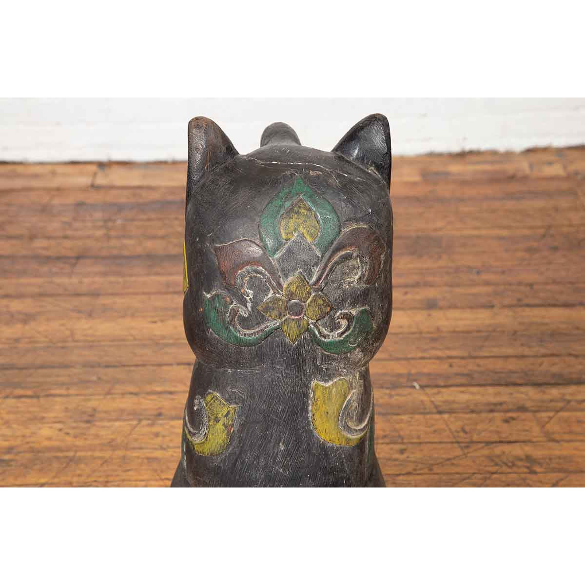 Antique Northern Thai Chiang Mai Carved and Polychrome Mythical Guardian Animal-11. Asian & Chinese Furniture, Art, Antiques, Vintage Home Décor for sale at FEA Home