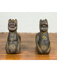Pair of Antique Northern Thai Carved and Polychrome Mythical Guardian Animals-6. Asian & Chinese Furniture, Art, Antiques, Vintage Home Décor for sale at FEA Home